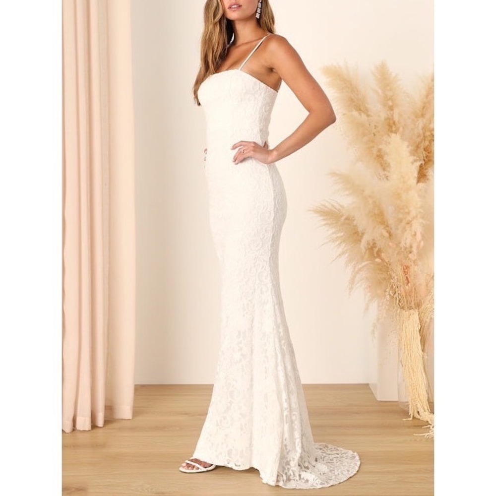 NWT Lulus My Kind of Forever White Mesh Floral Embroidered Maxi Dress Mediun